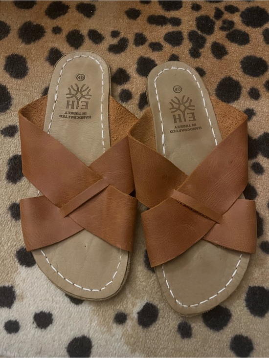 Shoes - Earthing Harmony criss cross leather slipper sandal flats